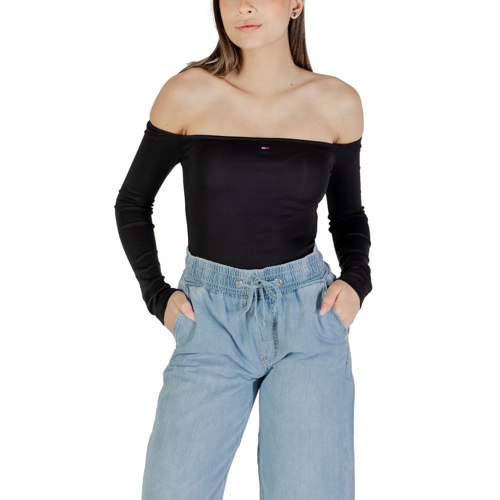 Black Recycled Cotton Long Sleeve T-Shirt - ventzia