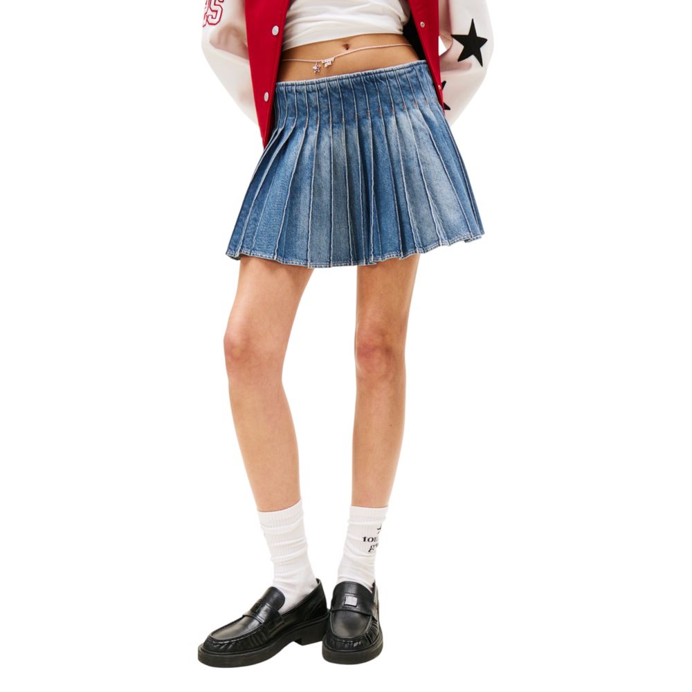 Blue Recycled Cotton Mini Skirt - ventzia