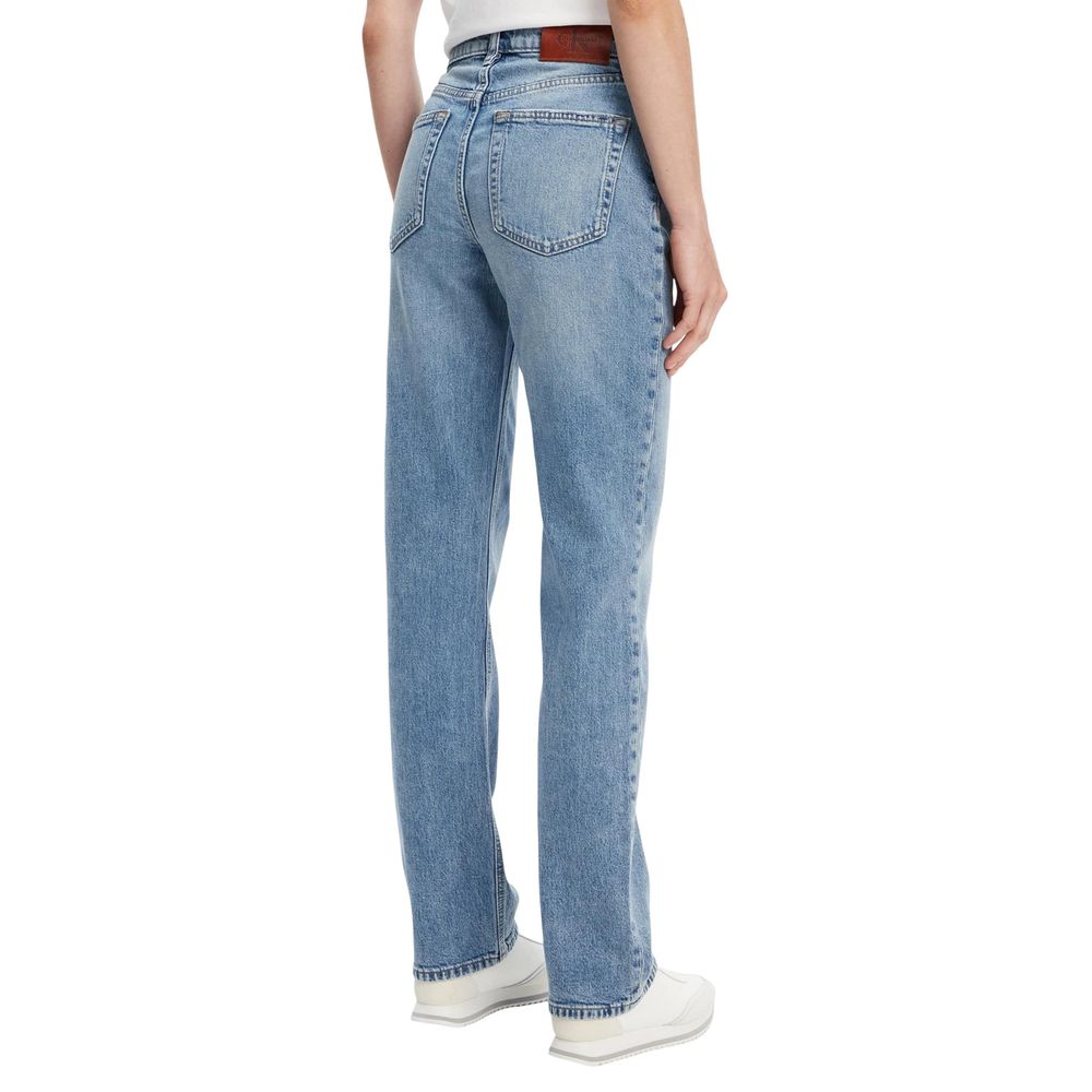 Blue Recycled Cotton Mom Jeans - ventzia