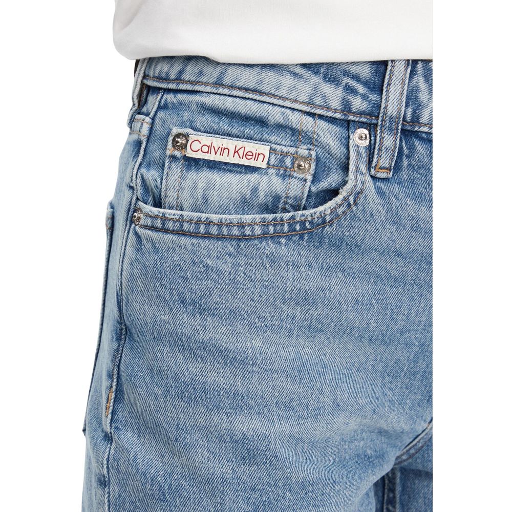 Blue Recycled Cotton Mom Jeans - ventzia