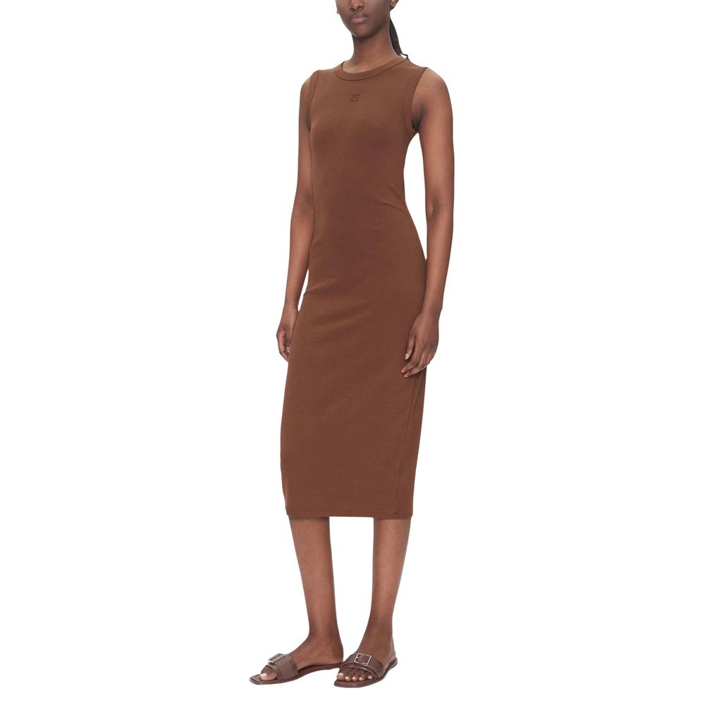 Brown Cotton Long Dress - ventzia
