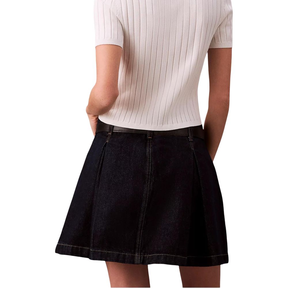 Blue Cotton Mini Skirt - ventzia