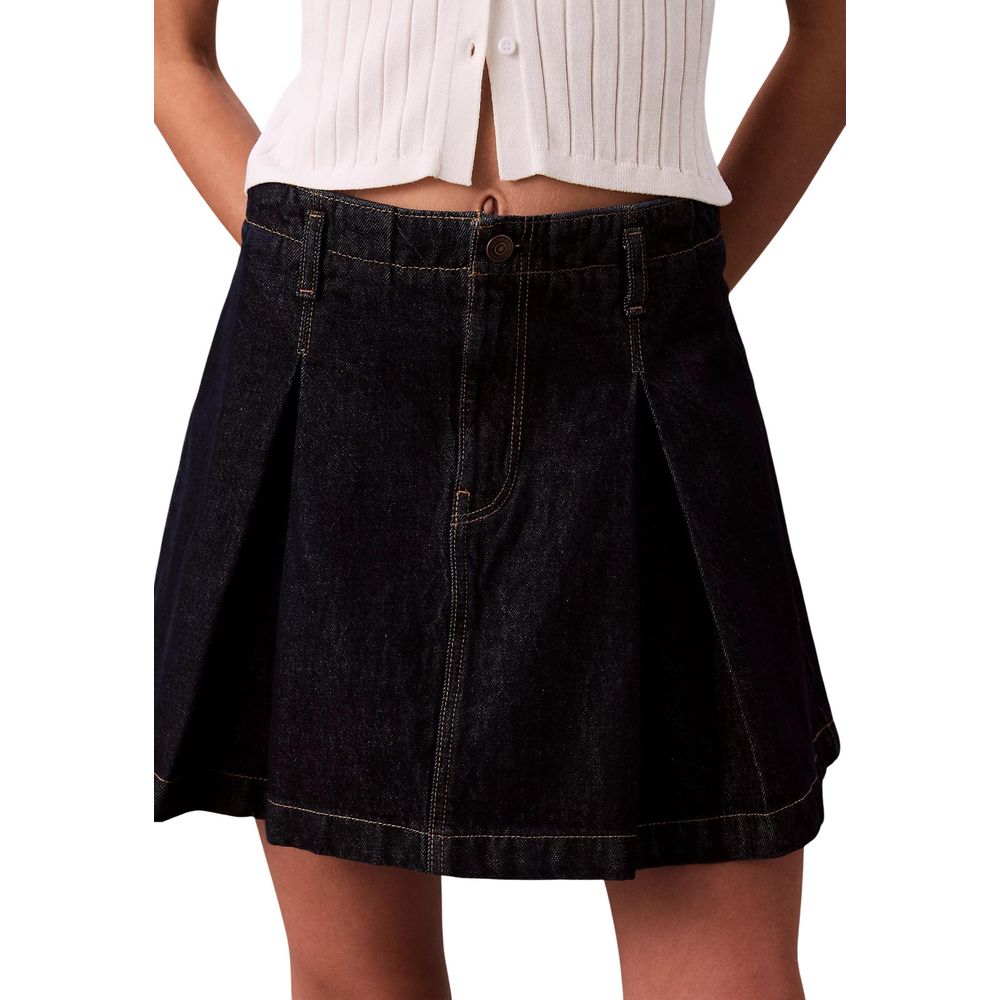 Blue Cotton Mini Skirt - ventzia