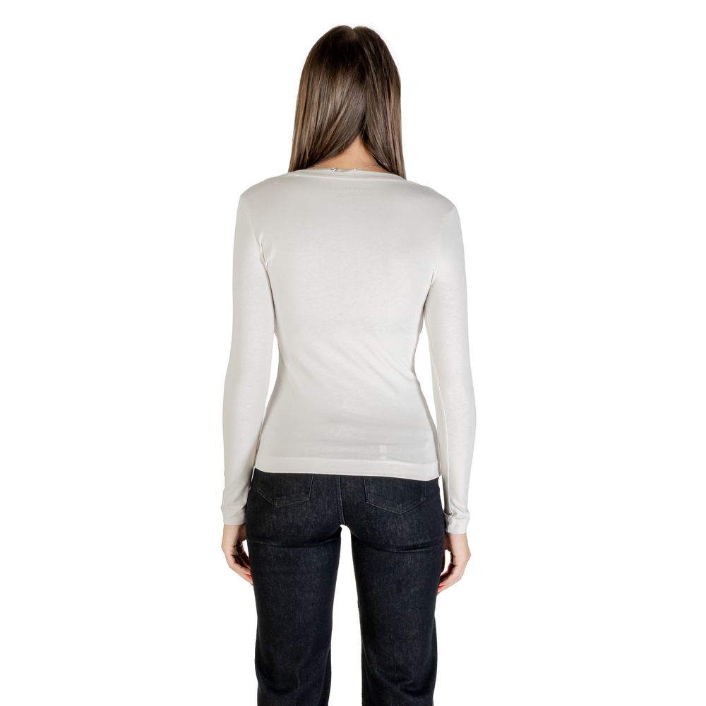 Cream Cotton Long Sleeve T-Shirt - ventzia
