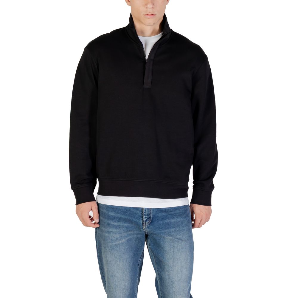 Black Cotton Sweatshirt - ventzia