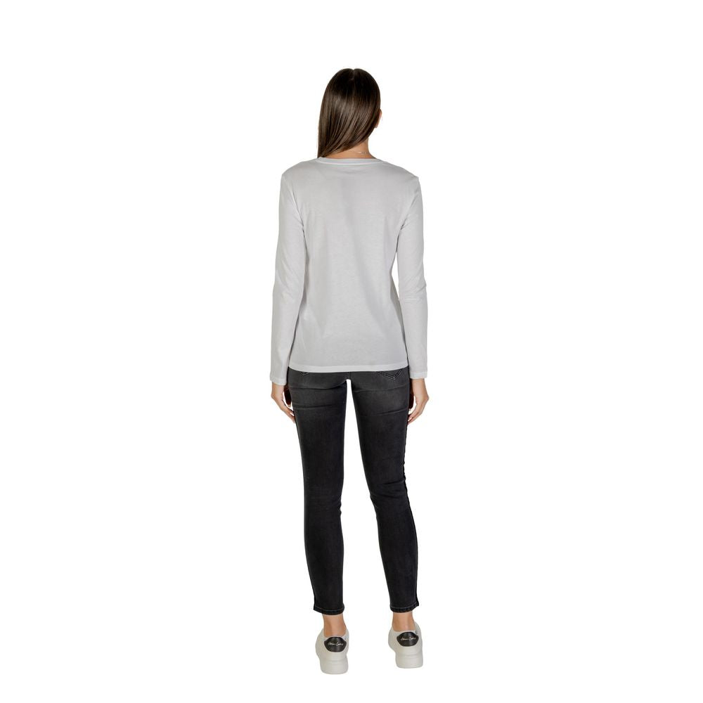 White Cotton Long Sleeve T-Shirt - ventzia