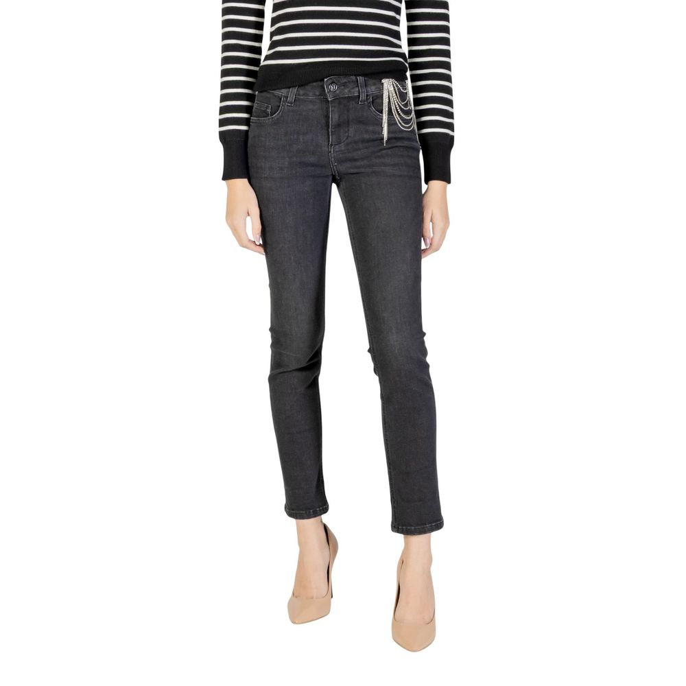 Black Cotton Skinny Jeans - ventzia