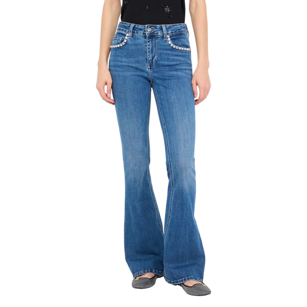 Blue Cotton Bootcut Jeans - ventzia