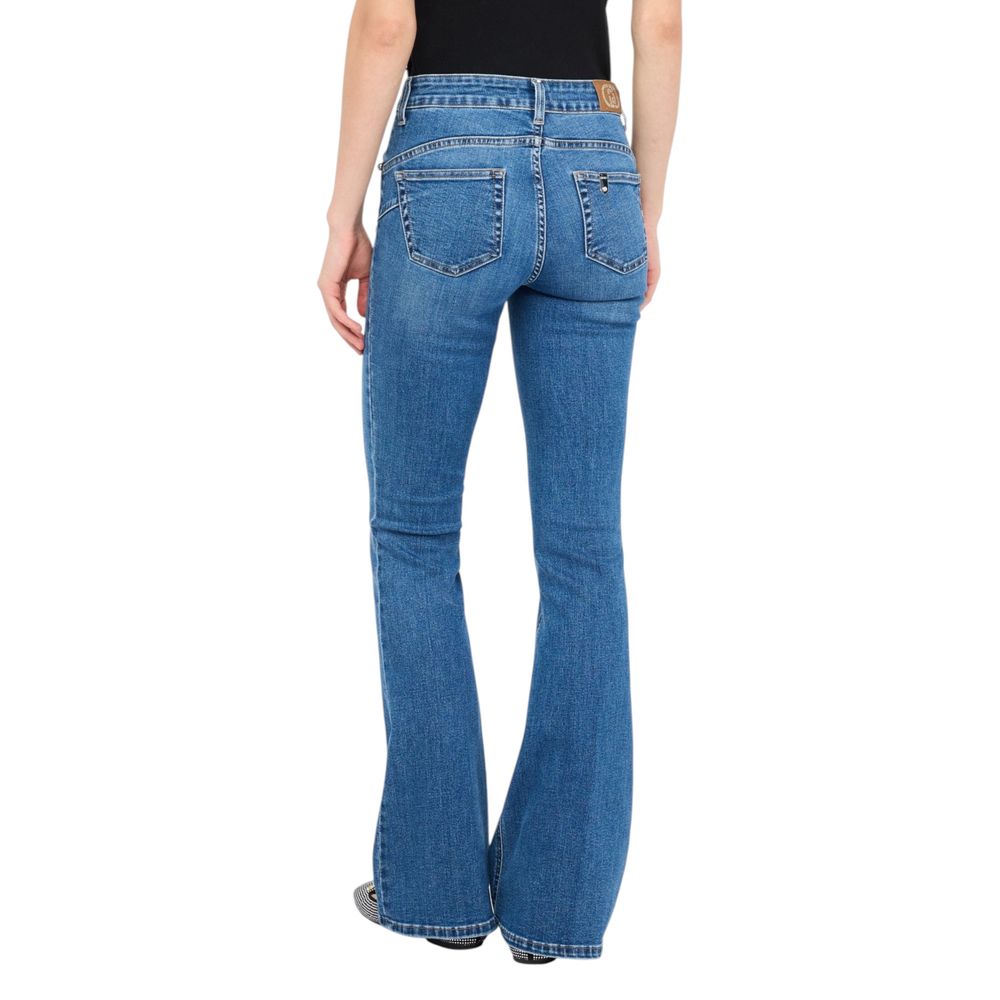 Blue Cotton Bootcut Jeans - ventzia