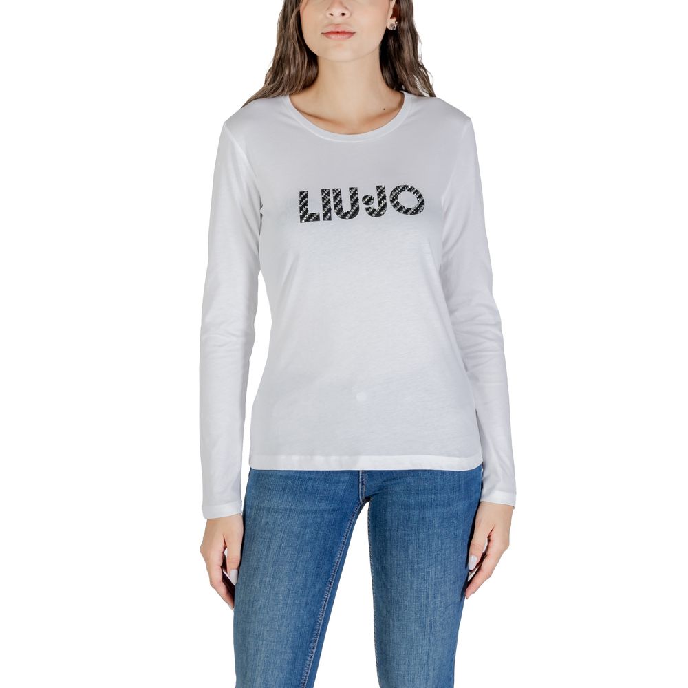 White Cotton Long Sleeve T-Shirt - ventzia