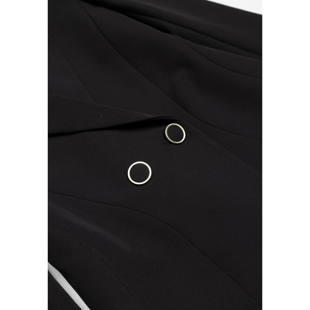 Black Polyester Blazer - ventzia