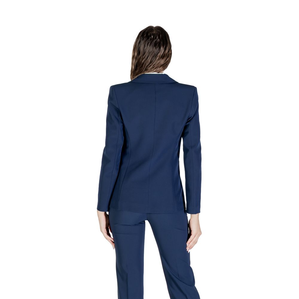 Blue Polyester Blazer - ventzia