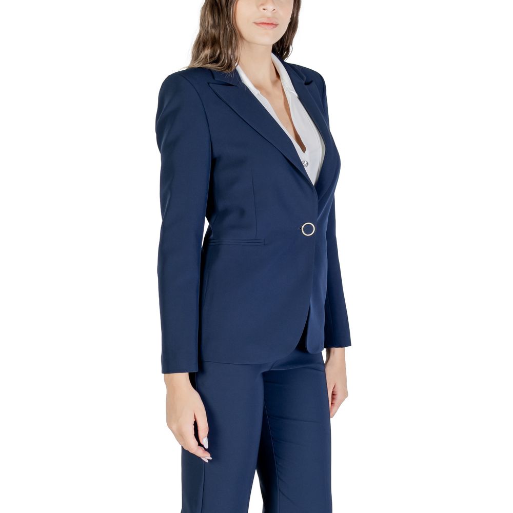 Blue Polyester Blazer - ventzia