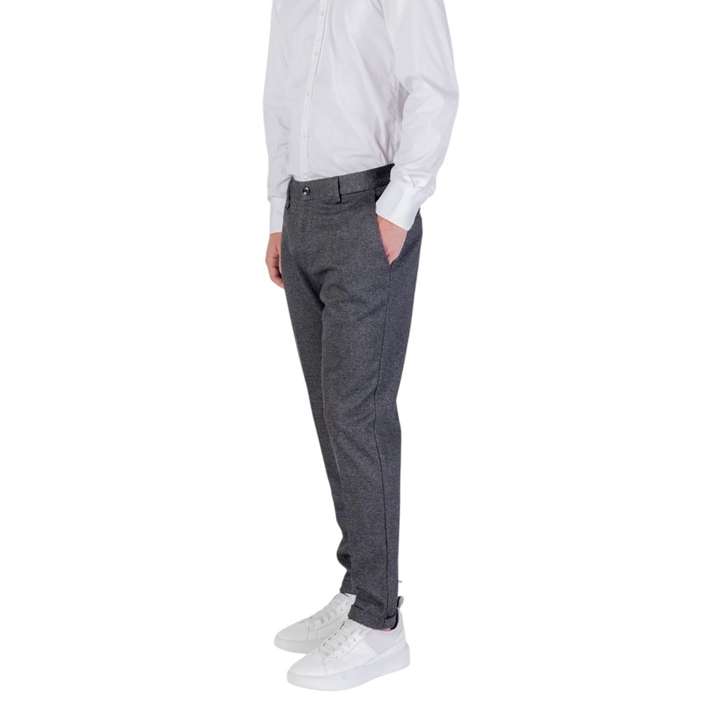 Gray Polyester Skinny Pants - ventzia