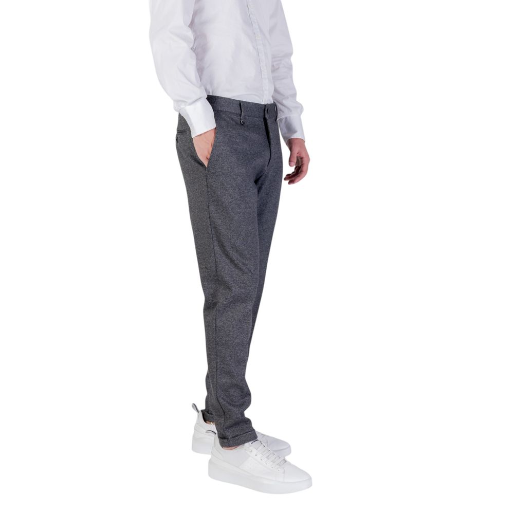 Gray Polyester Skinny Pants - ventzia