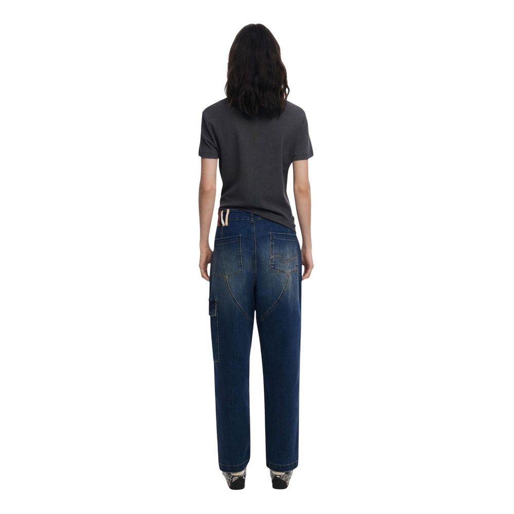 Blue Cotton Boyfriend Jeans - ventzia
