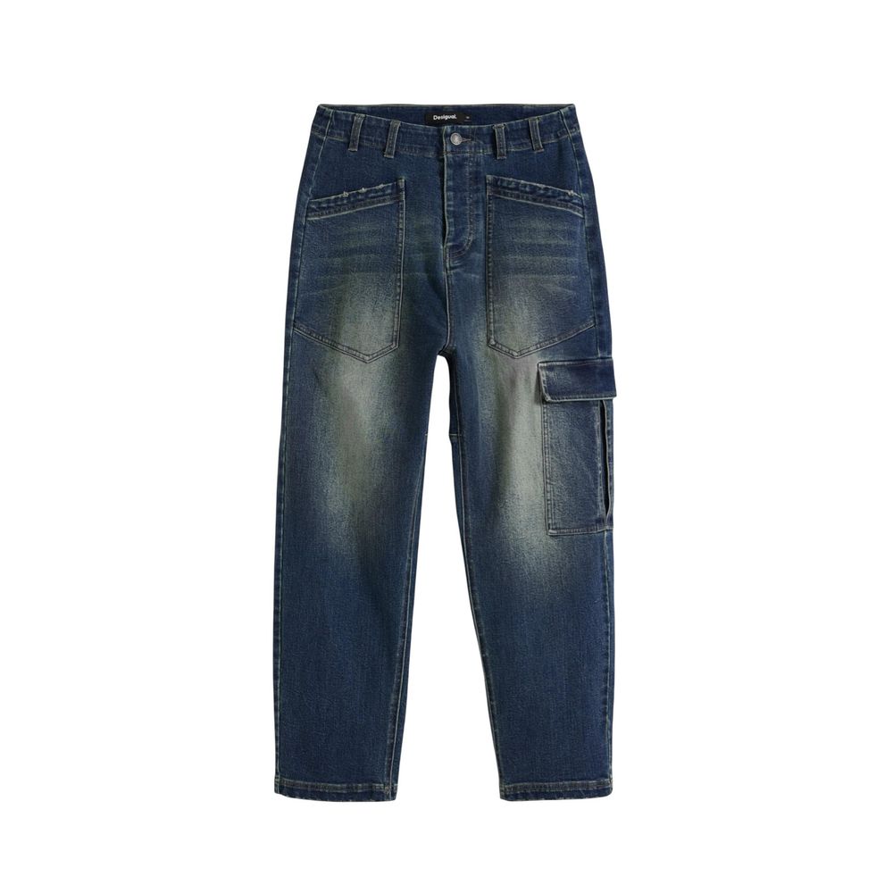 Blue Cotton Boyfriend Jeans - ventzia