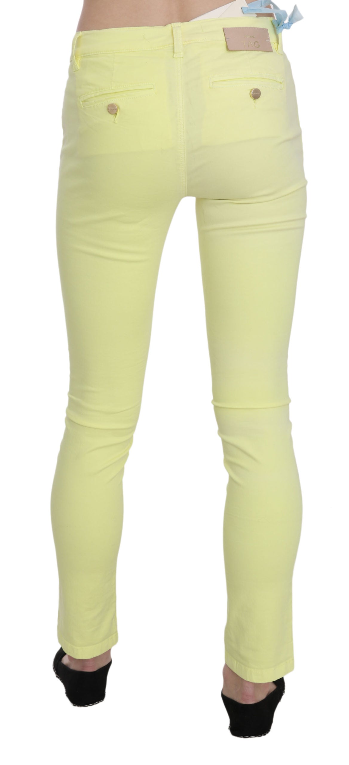 Chic Yellow Low Waist Skinny Casual Trousers - ventzia