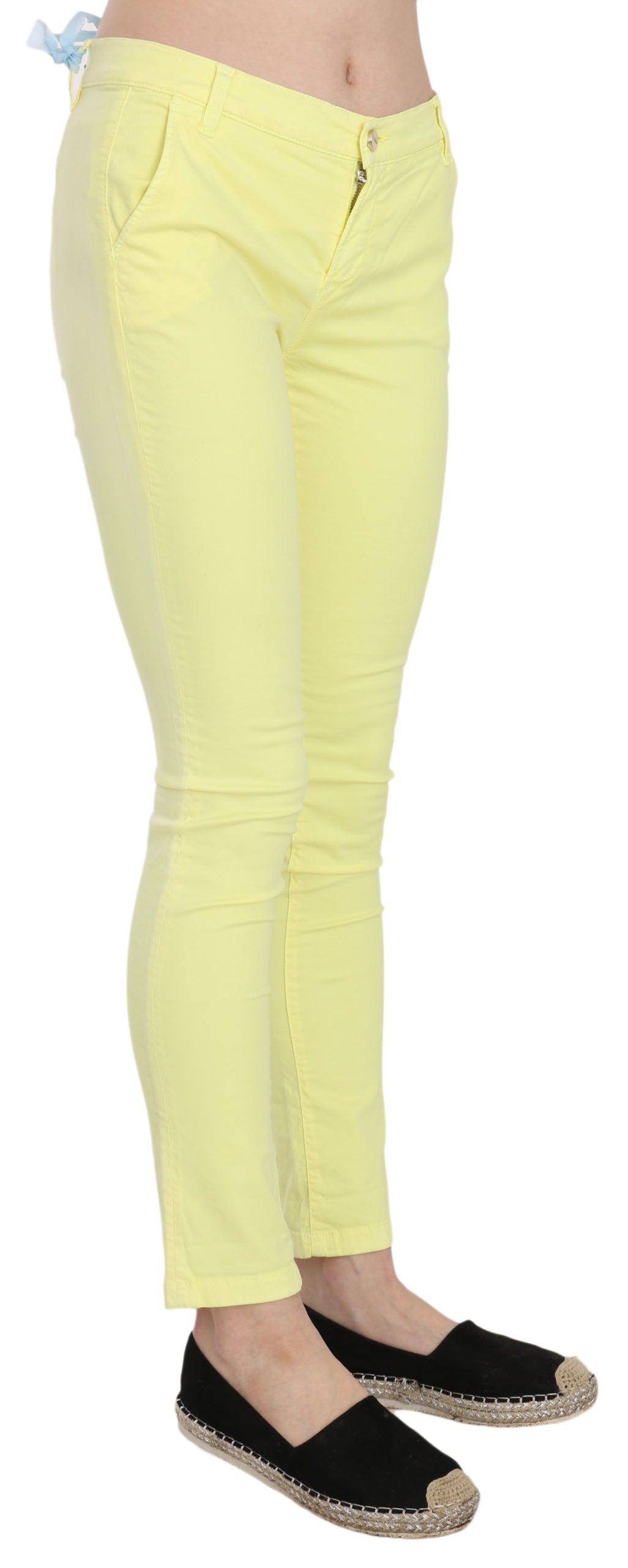 Chic Yellow Low Waist Skinny Casual Trousers - ventzia