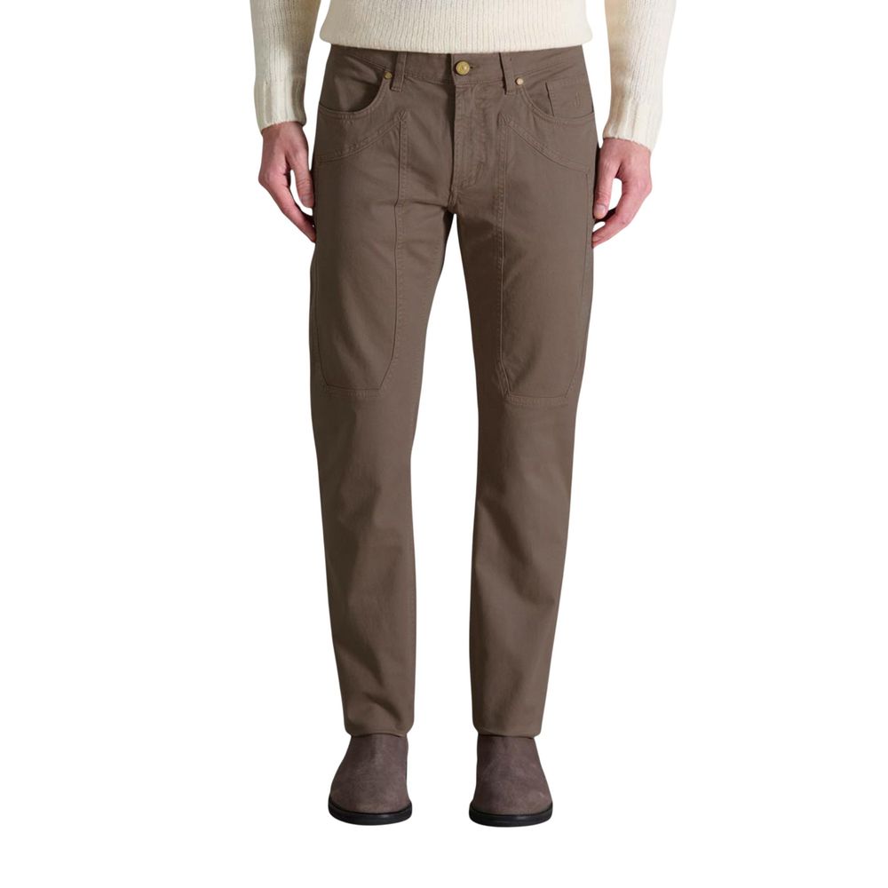Brown Cotton Skinny Pants - ventzia