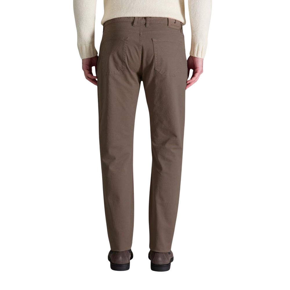 Brown Cotton Skinny Pants - ventzia
