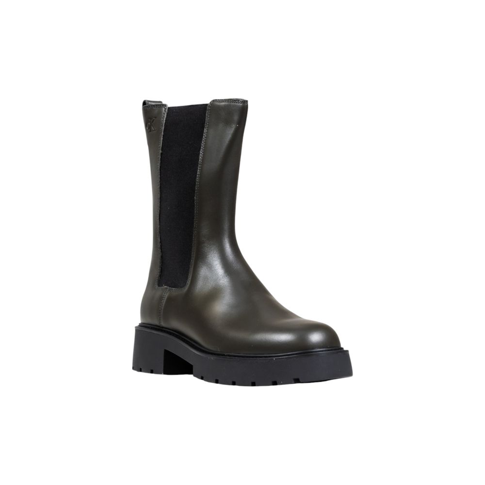 Gray Leather Ankle Boots - ventzia