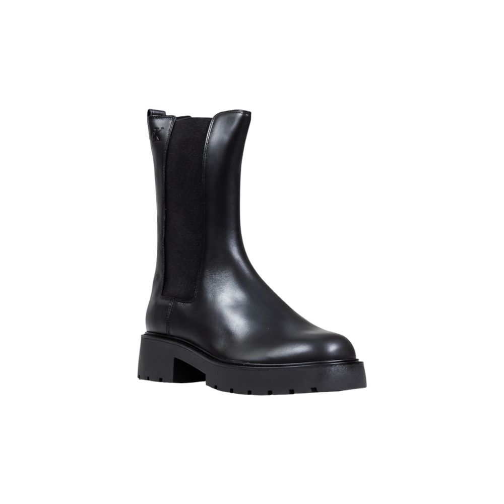Black Leather Ankle Boots - ventzia