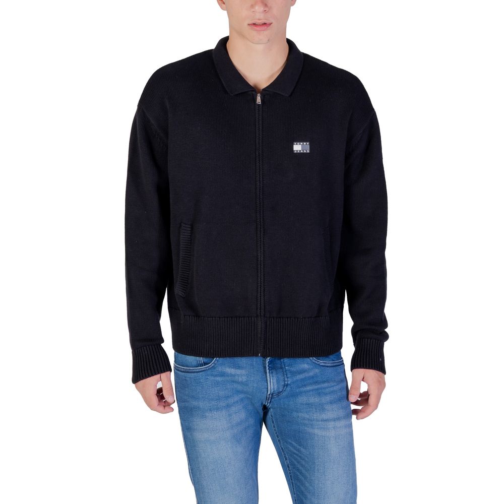 Black Recycled Cotton Cardigan - ventzia