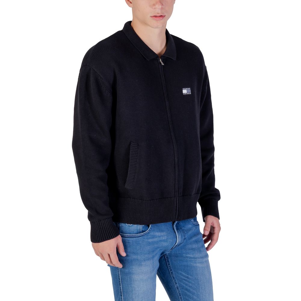 Black Recycled Cotton Cardigan - ventzia