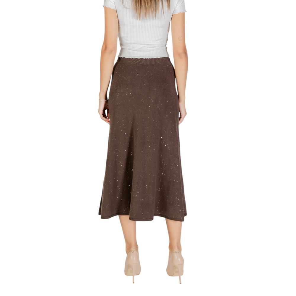 Brown Viscose Long Skirt - ventzia