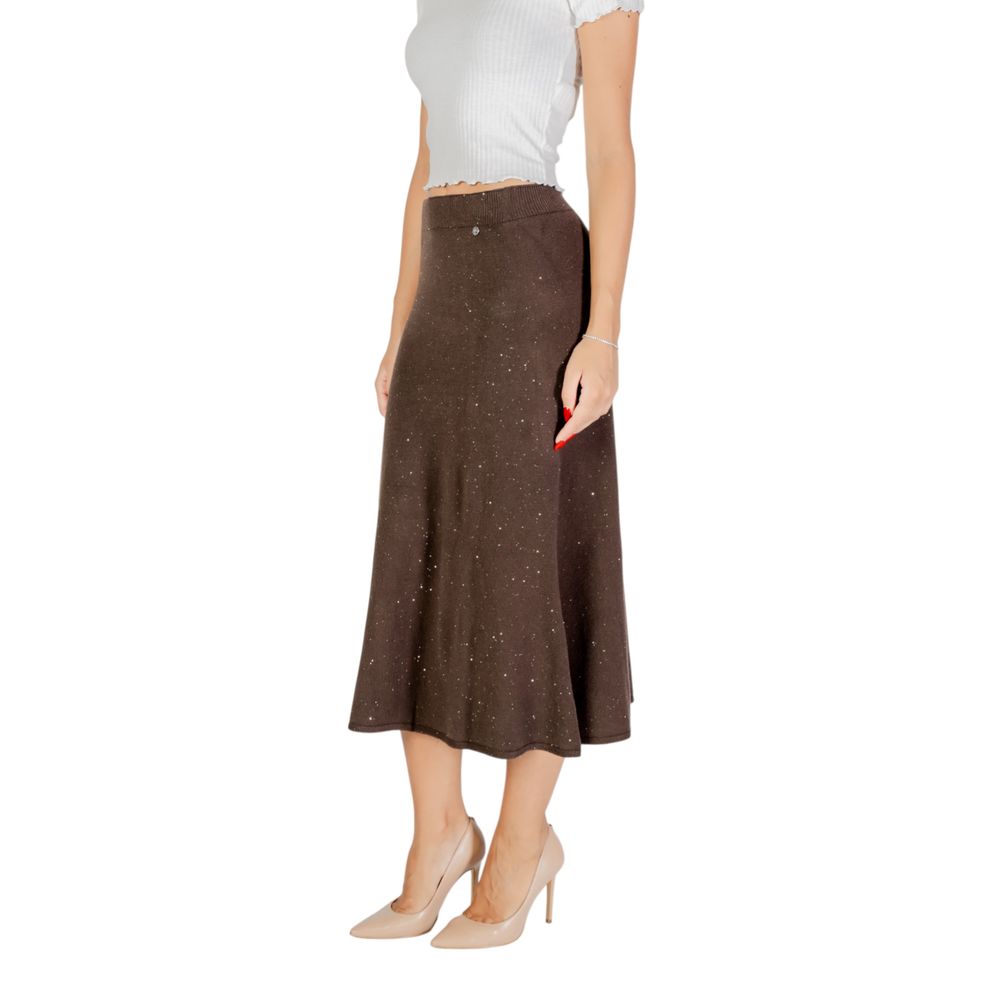 Brown Viscose Long Skirt - ventzia