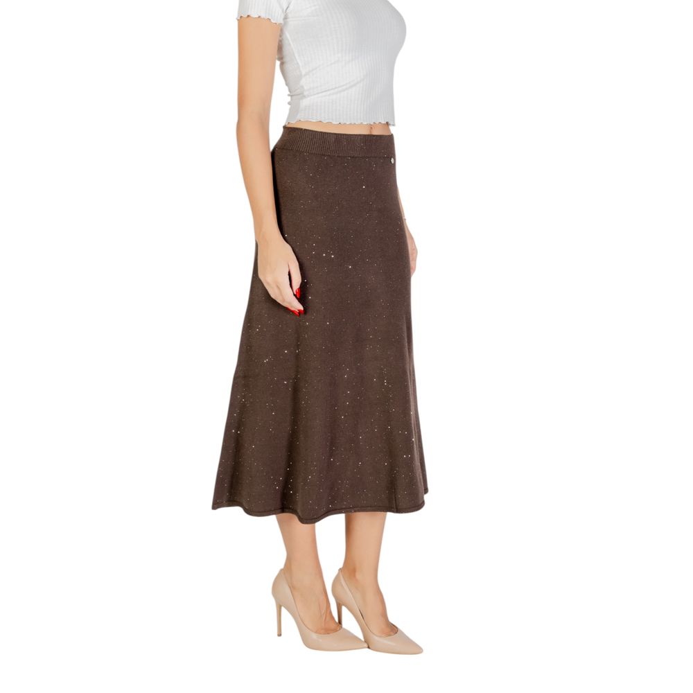 Brown Viscose Long Skirt - ventzia