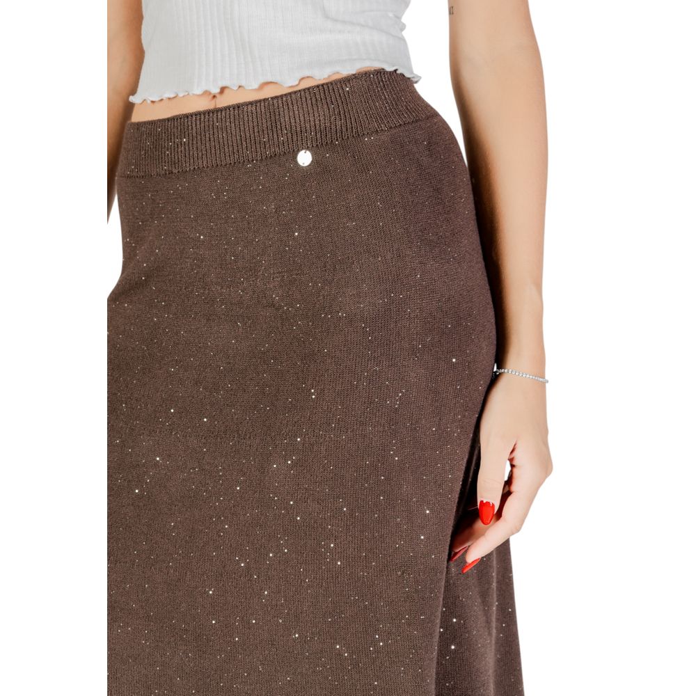 Brown Viscose Long Skirt - ventzia