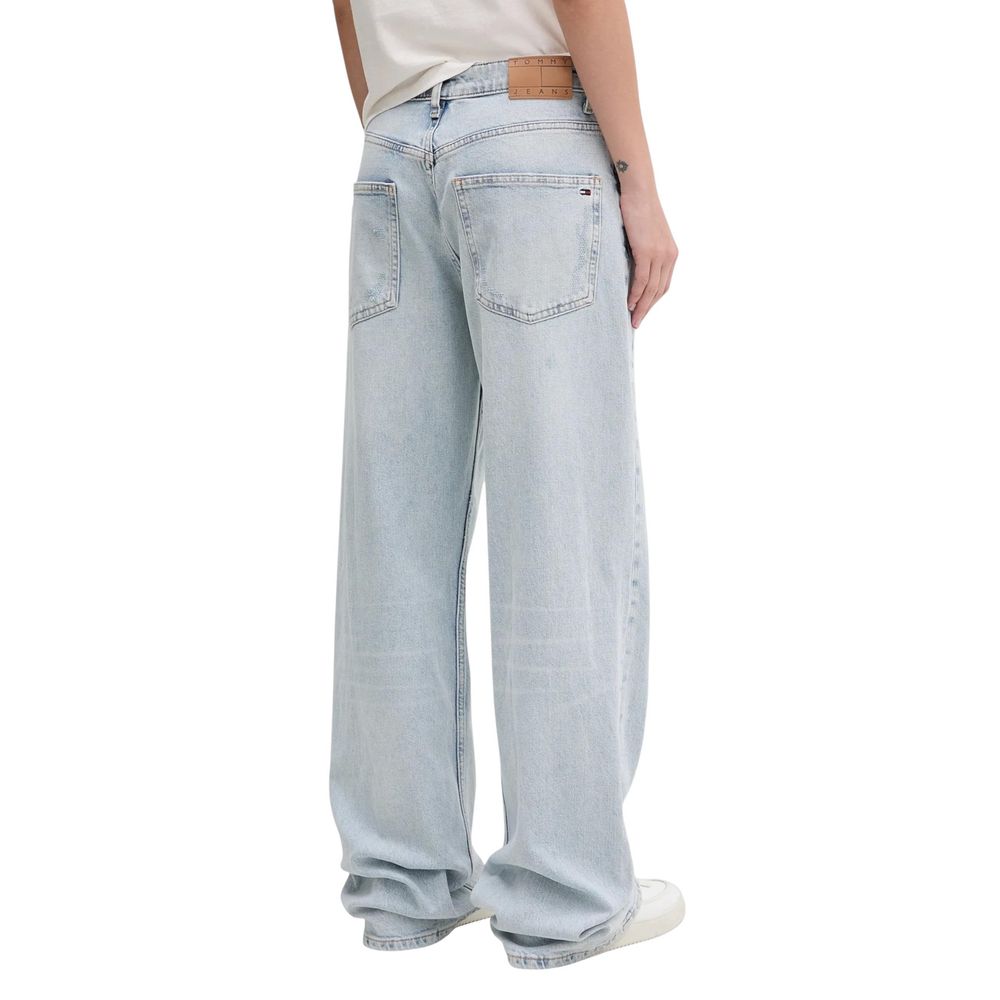 Light Blue Recycled Cotton Mom Jeans - ventzia