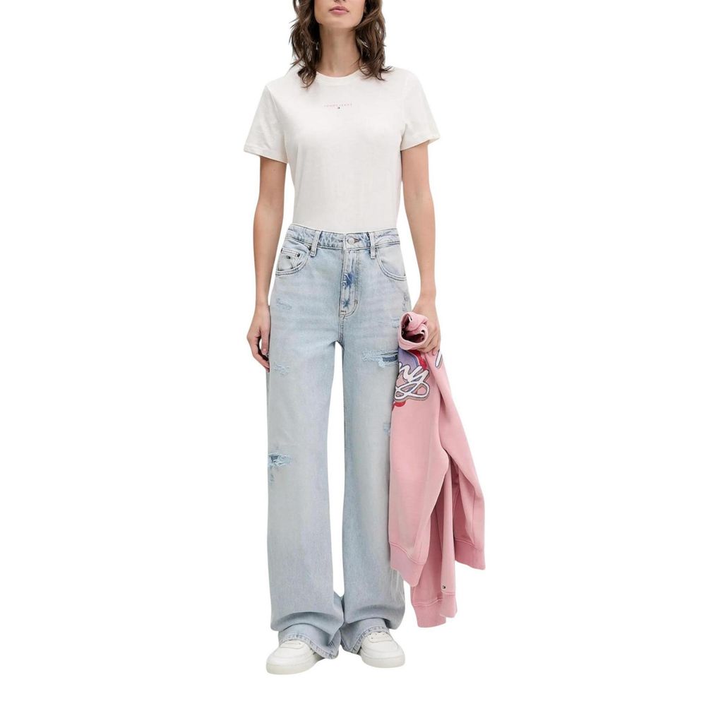 Light Blue Recycled Cotton Mom Jeans - ventzia