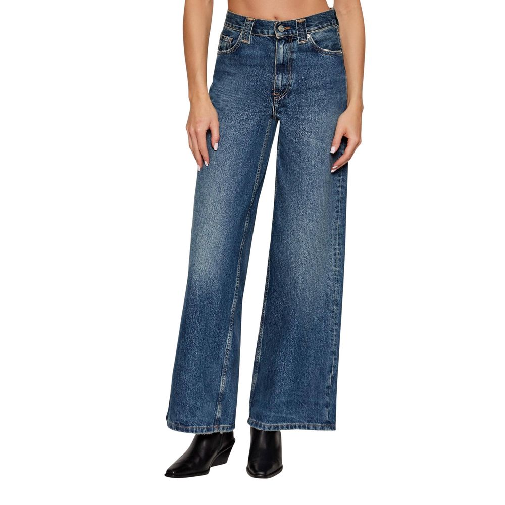 Blue Recycled Cotton Relaxed Fit Jeans - ventzia