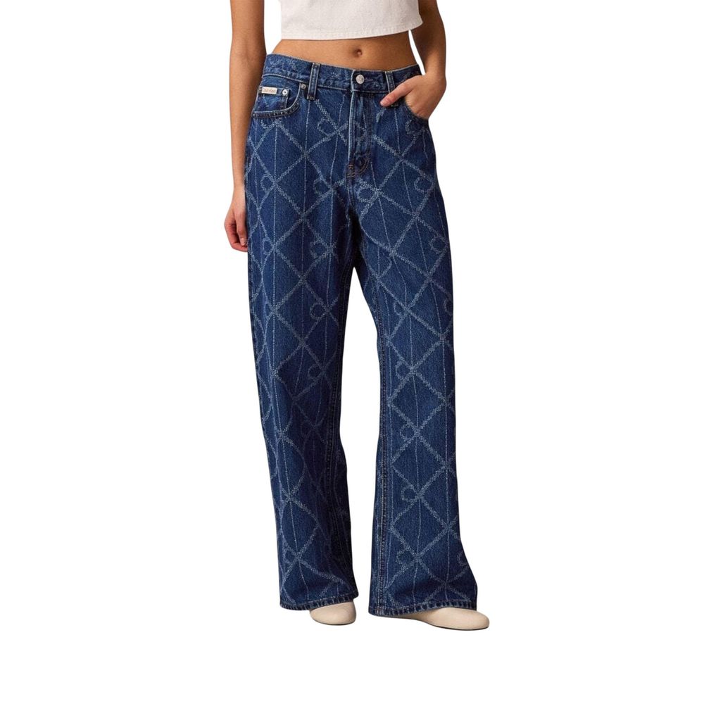 Blue Cotton Boyfriend Jeans - ventzia