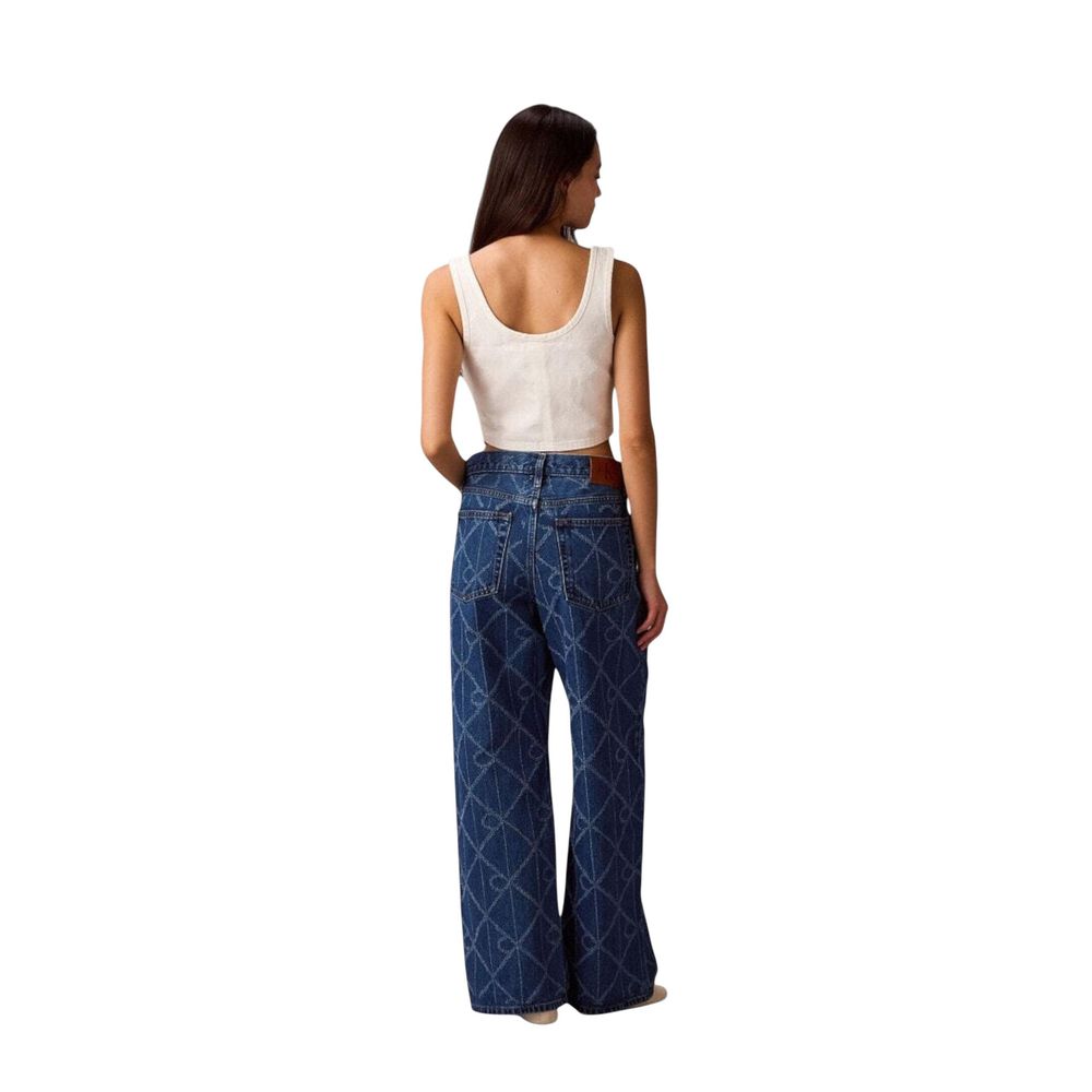 Blue Cotton Boyfriend Jeans - ventzia