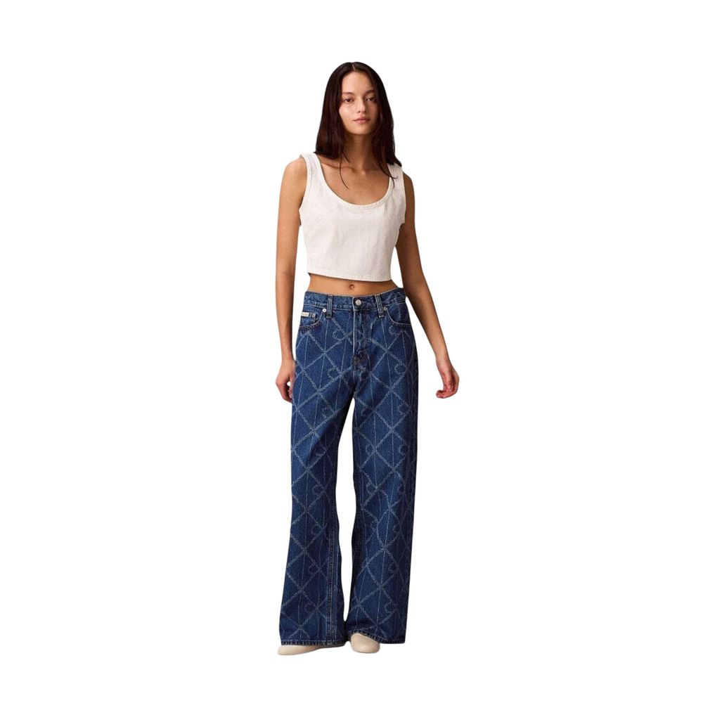 Blue Cotton Boyfriend Jeans - ventzia