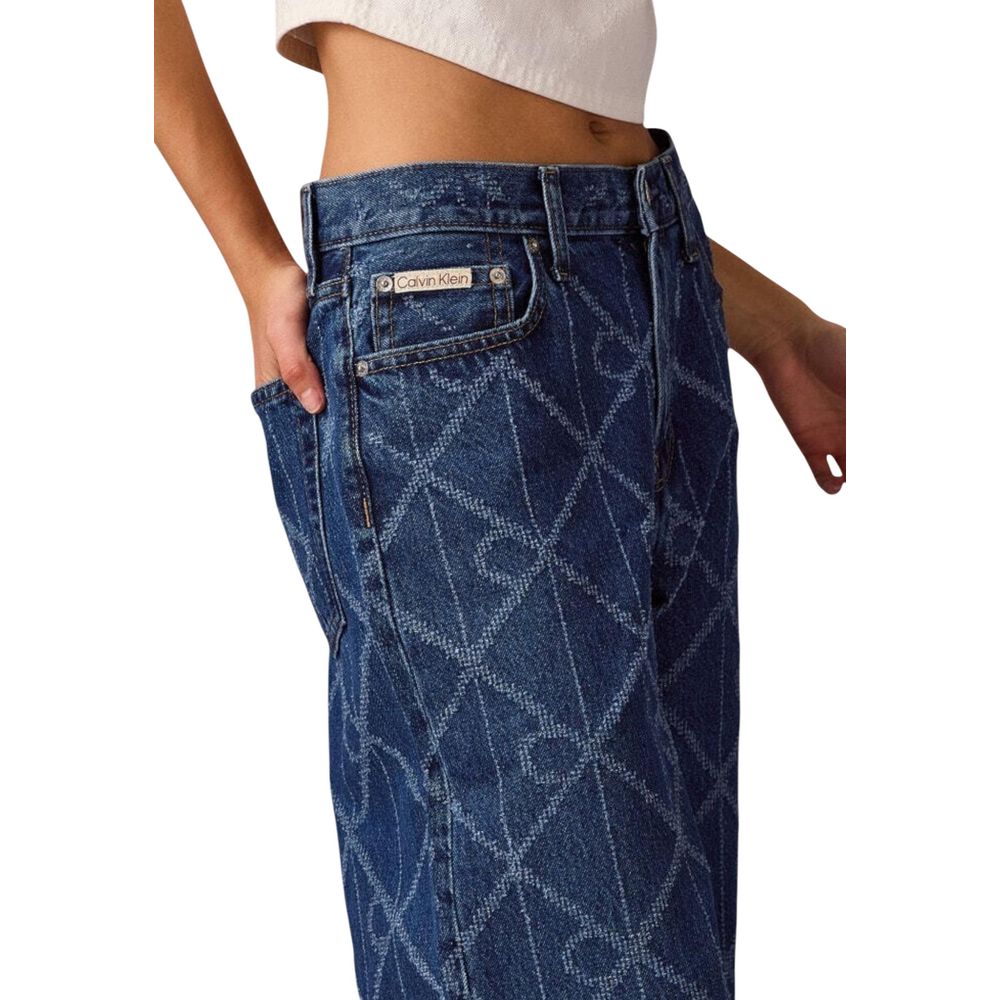 Blue Cotton Boyfriend Jeans - ventzia
