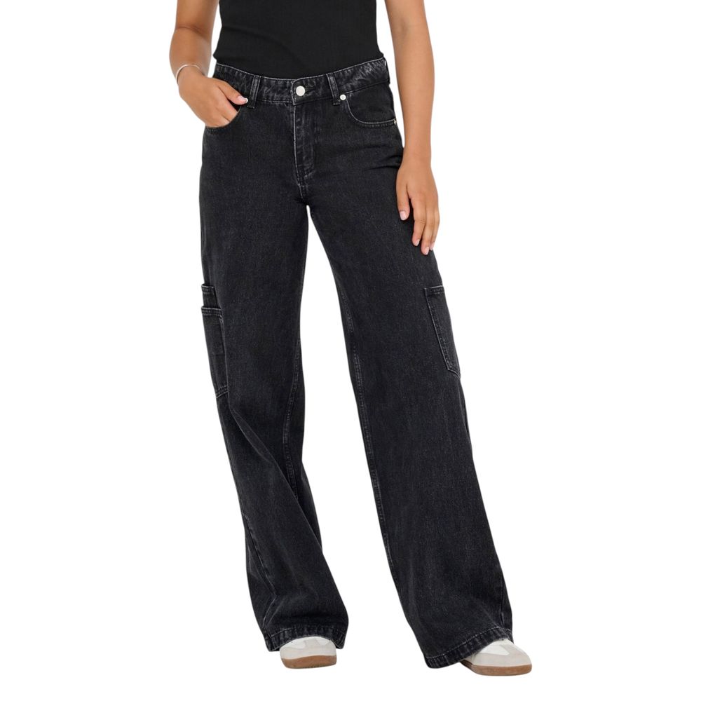 Black Cotton Relaxed Fit Jeans - ventzia