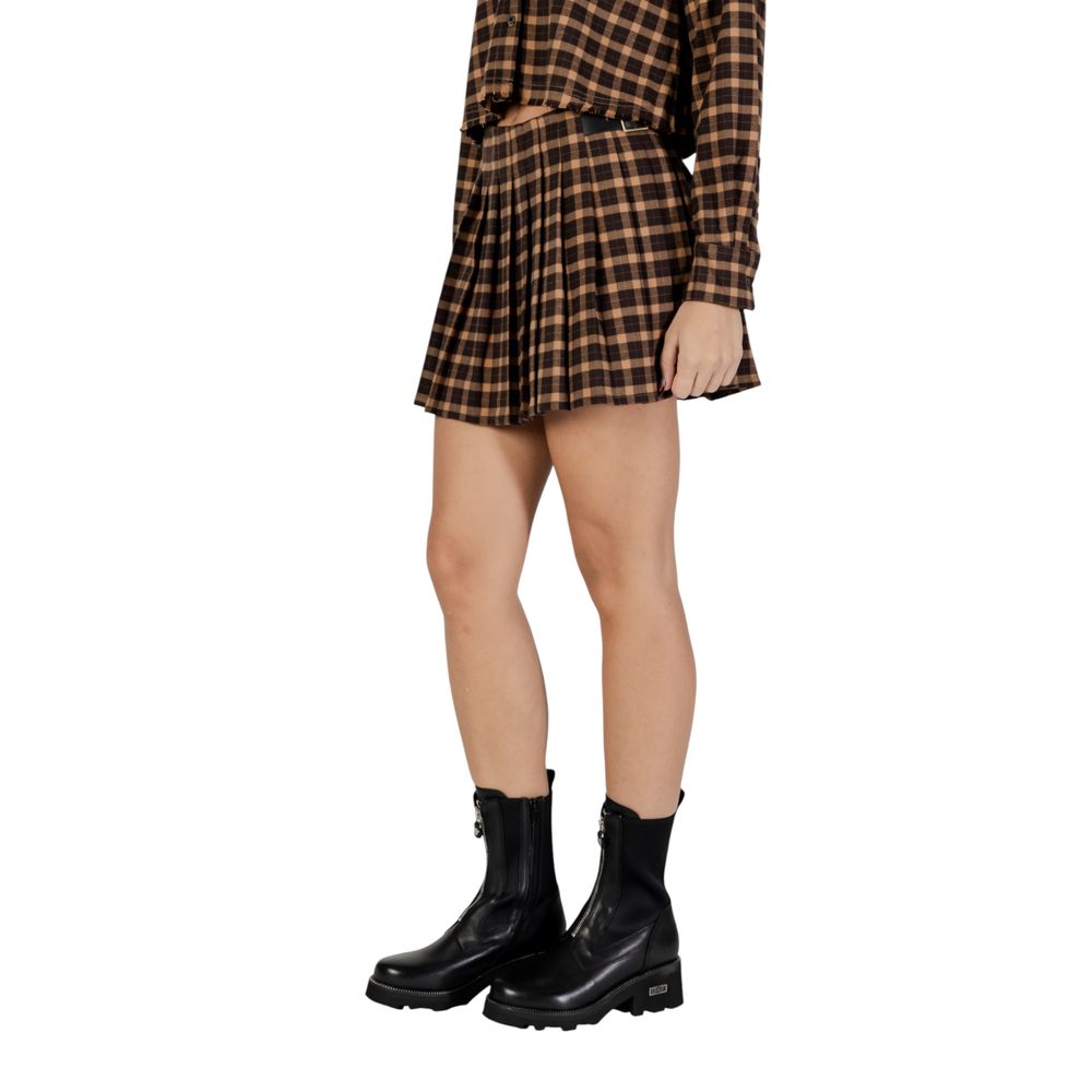 Brown Recycled Polyester Mini Skirt - ventzia