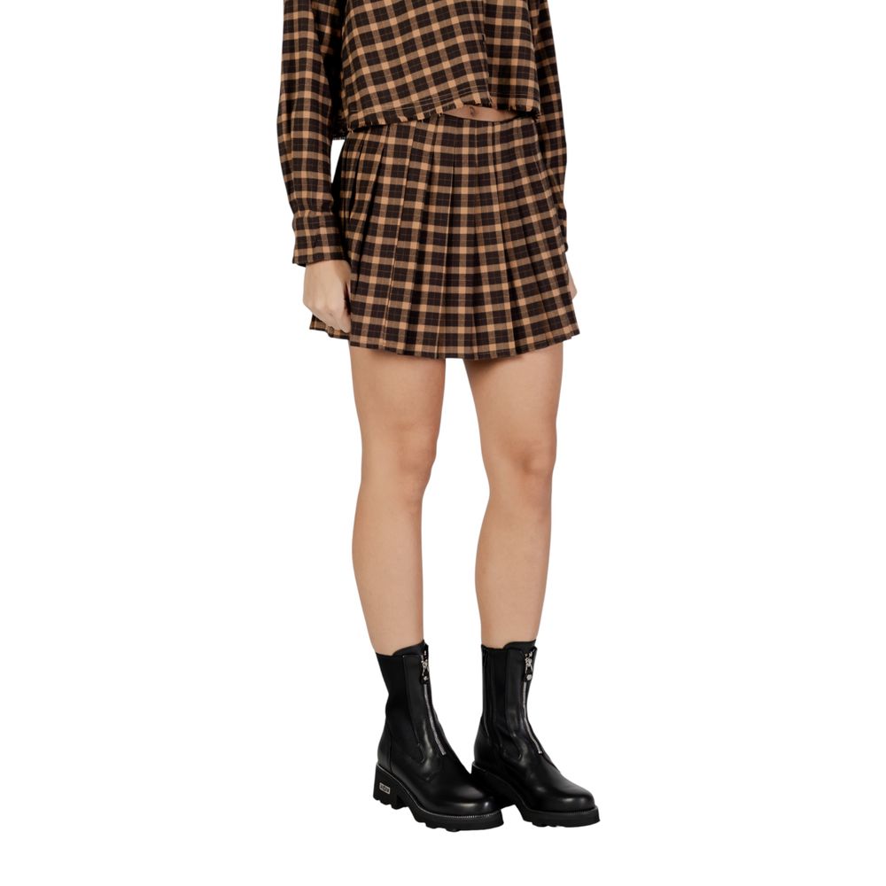 Brown Recycled Polyester Mini Skirt - ventzia