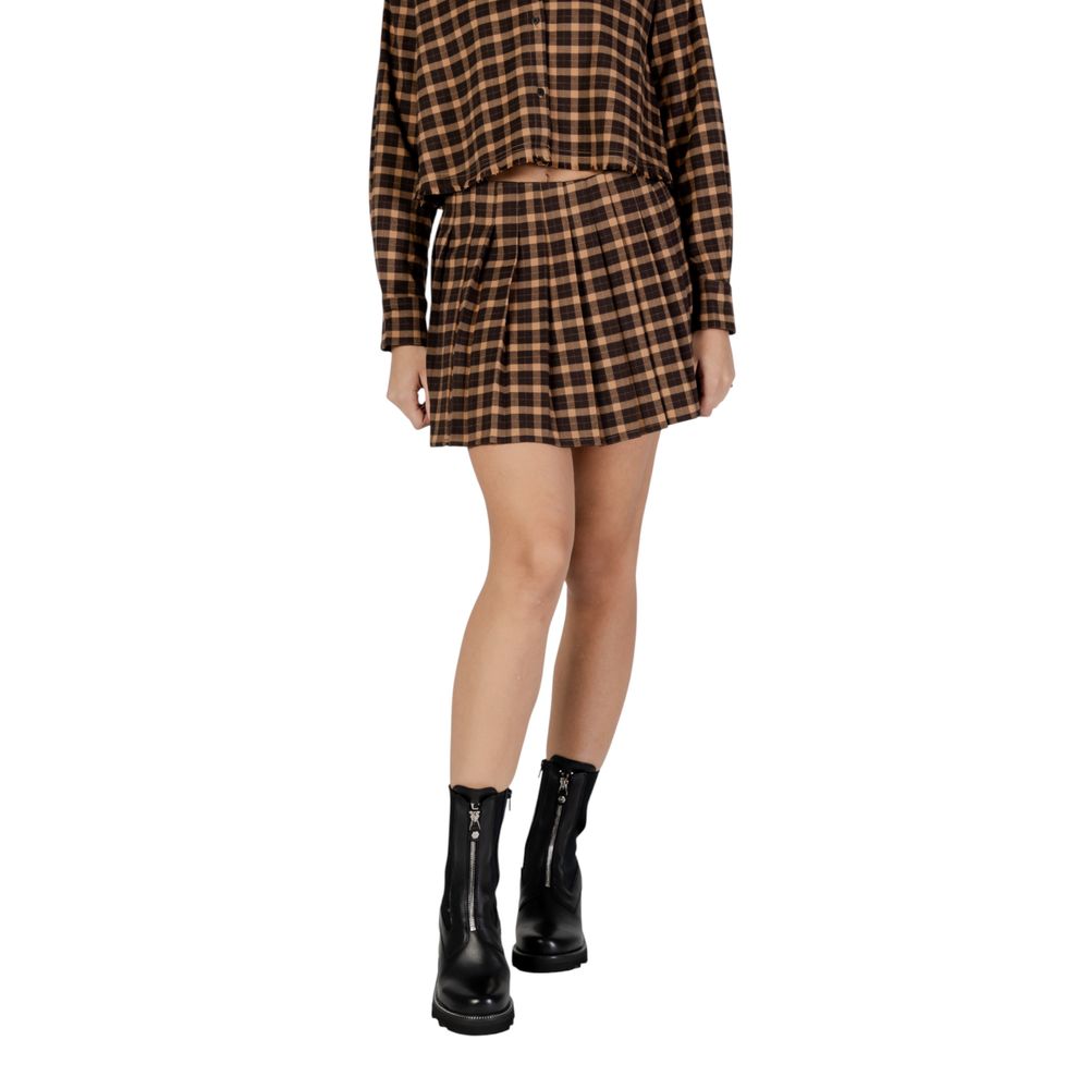 Brown Recycled Polyester Mini Skirt - ventzia