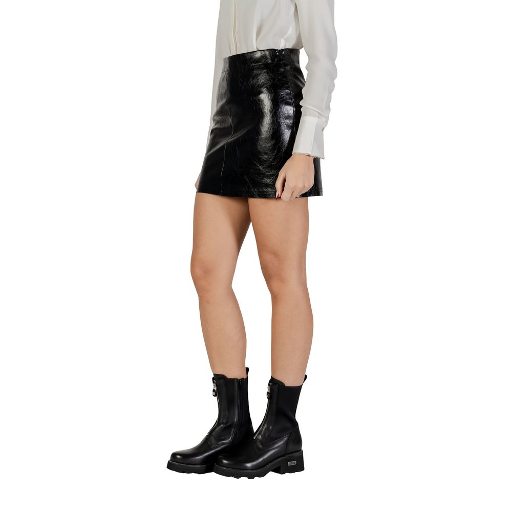 Black Polyester Mini Skirt - ventzia