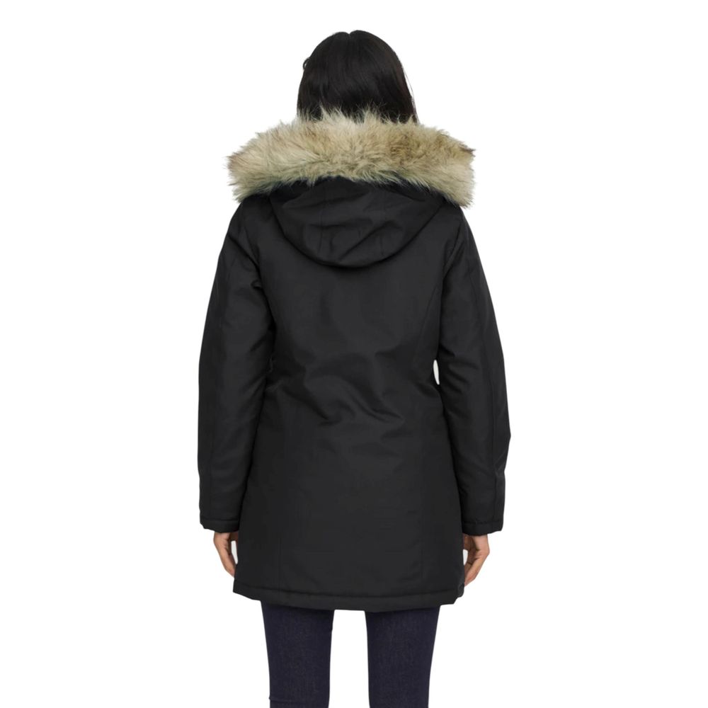 Black Polyester Parka - ventzia