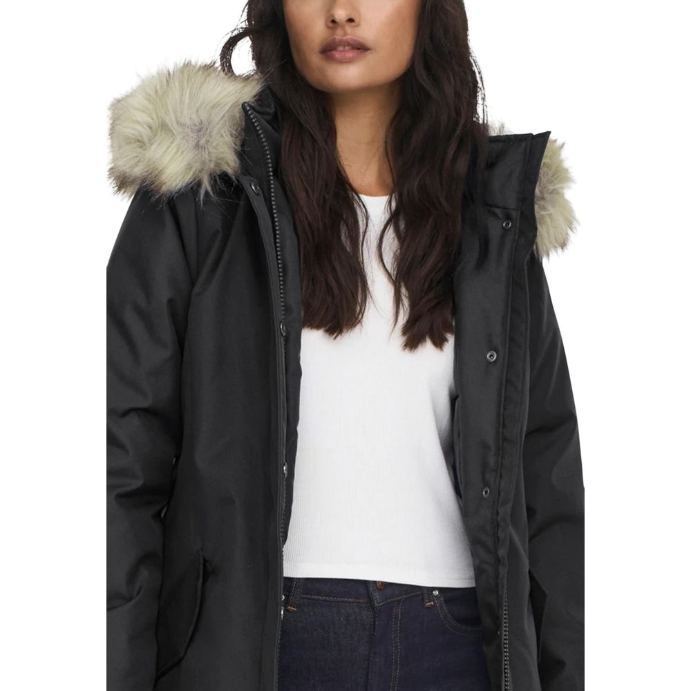 Black Polyester Parka - ventzia