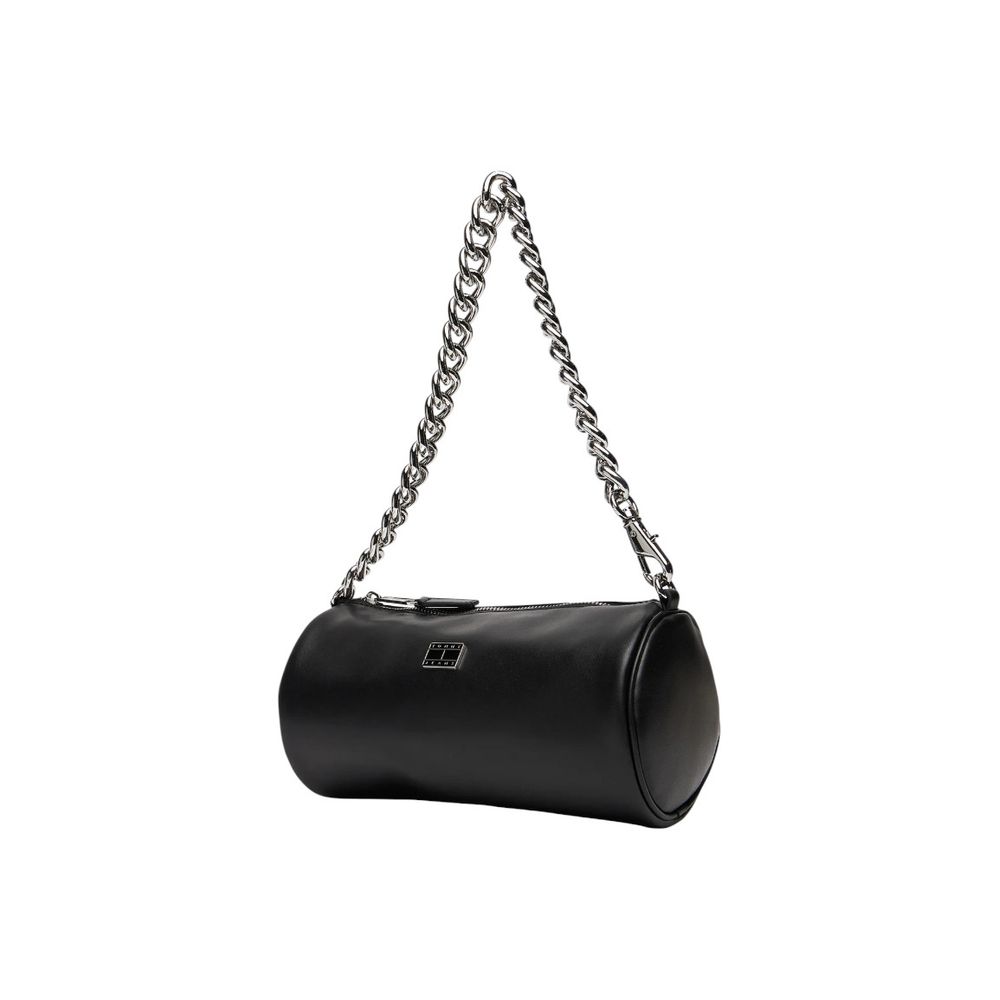 Black Artificial Leather Handbag - ventzia