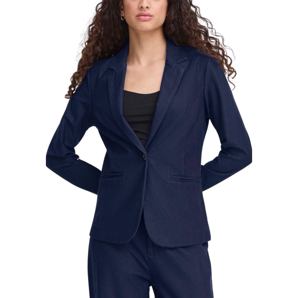 Blue Cotton Blazer - ventzia