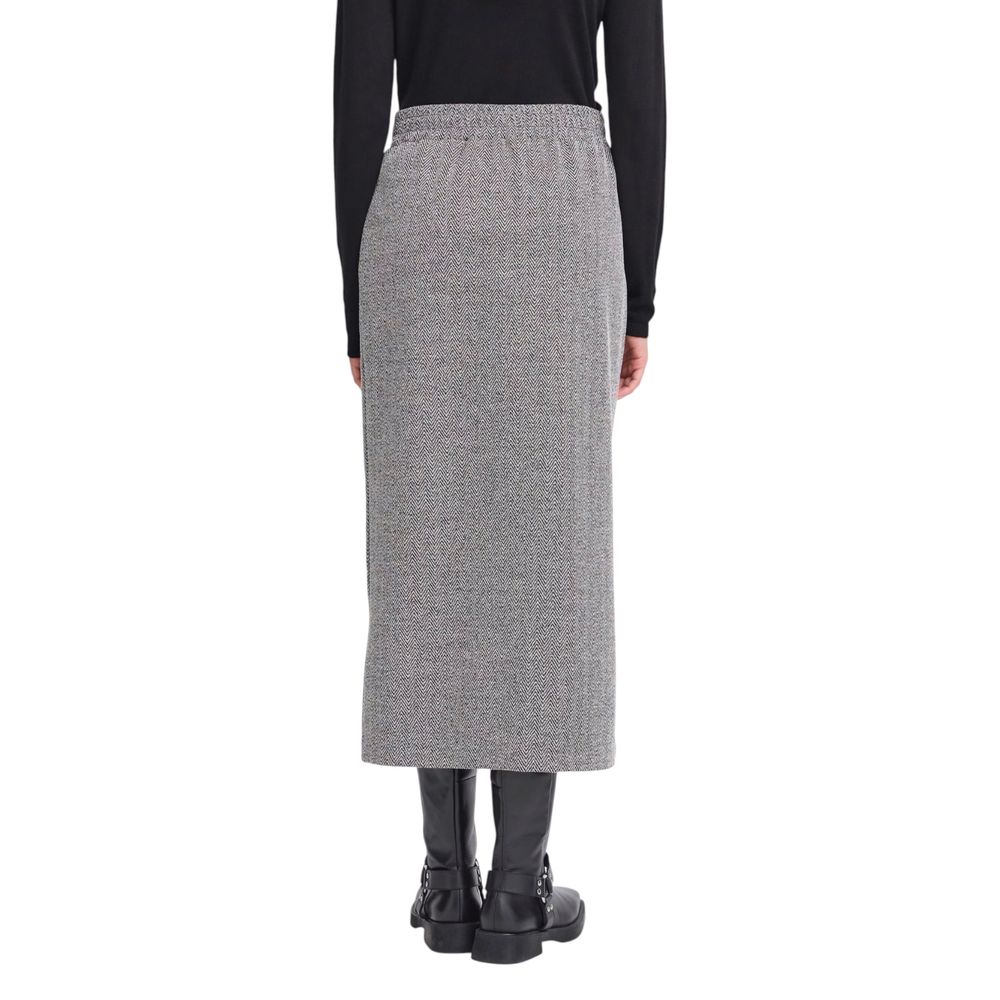 Black And White Polyester Long Skirt - ventzia